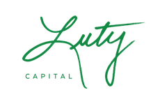 Luty Capital script wordmark in green with spaced CAPITAL lettering below.